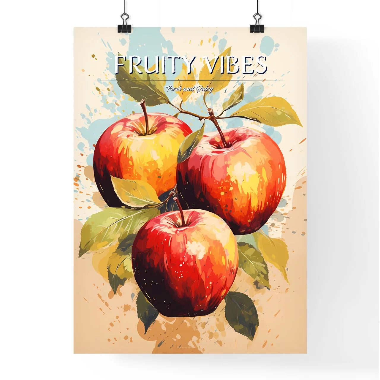 A Group Of Apples With Leave Poster