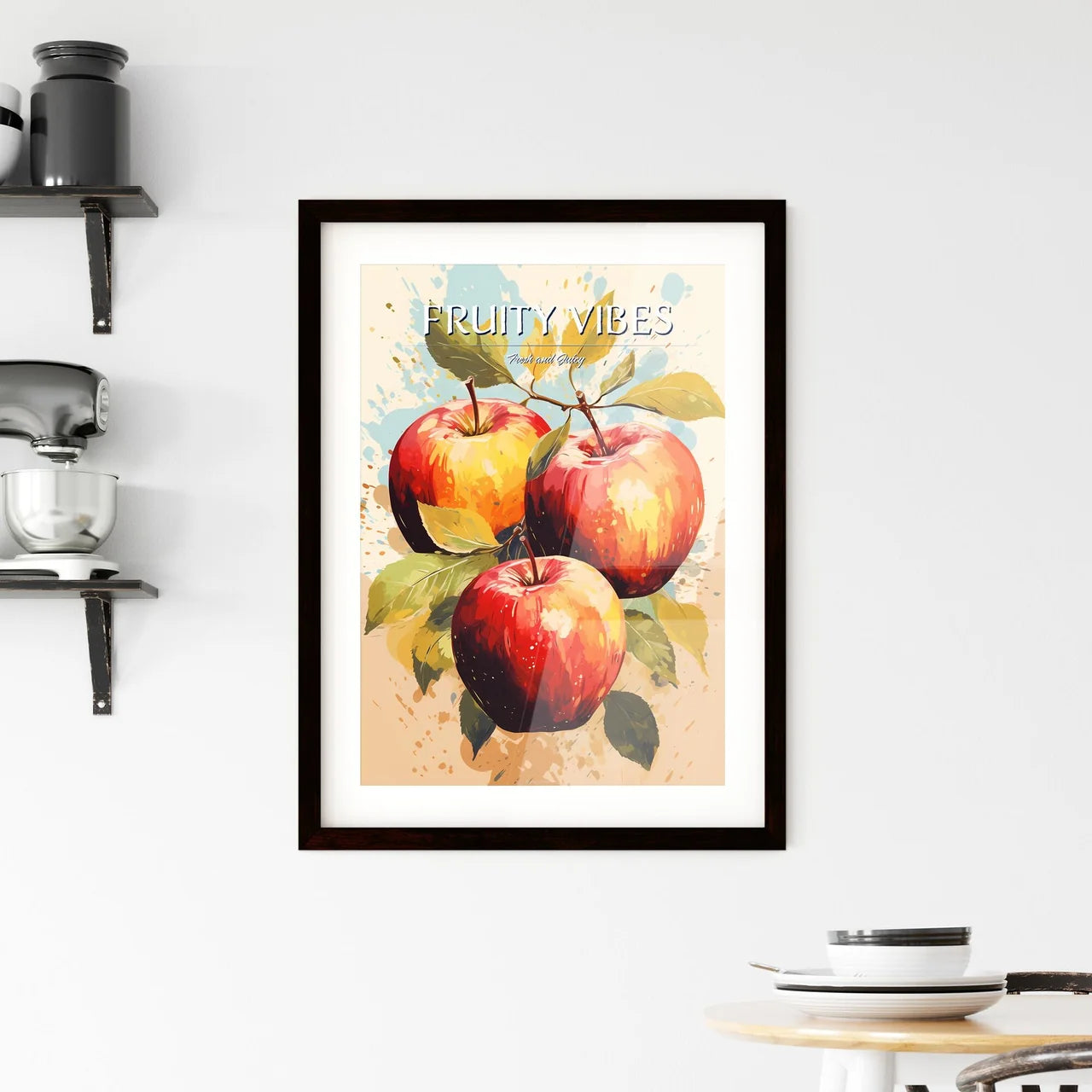 A Group Of Apples With Leave Framed Print
