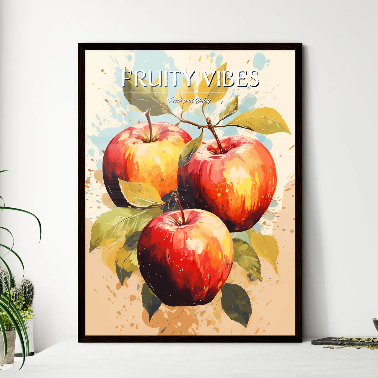 A Group Of Apples With Leave - Framed Art Print