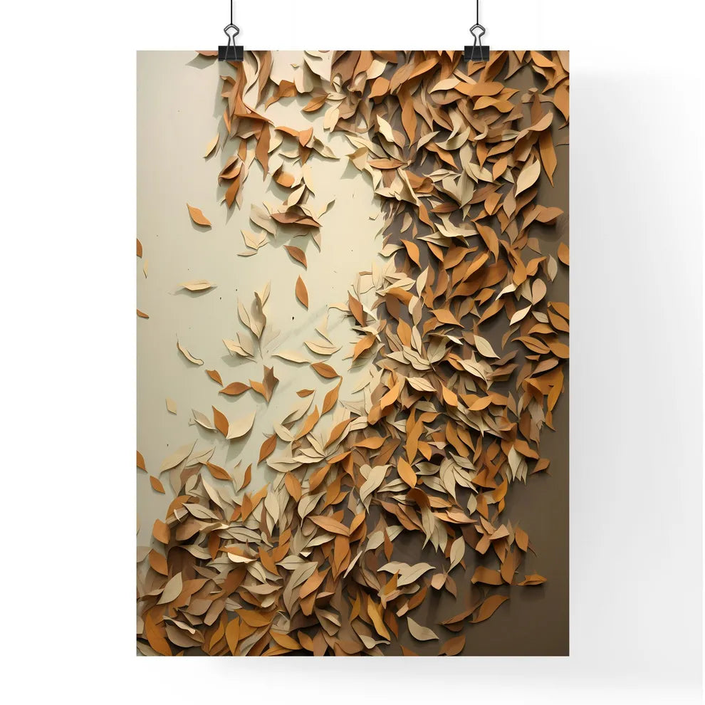 A Group Of Brown Leaves On A White Surfac Poster