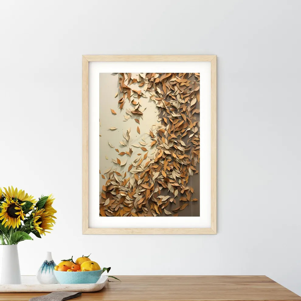 A Group Of Brown Leaves On A White Surfac - Kitchen Hangings