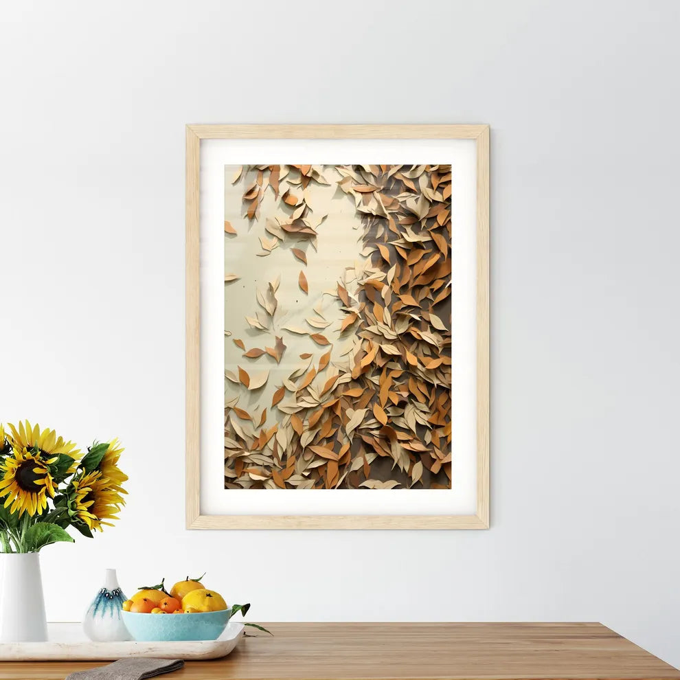 A Group Of Brown Leaves On A White Surfac - Kitchen Hangings