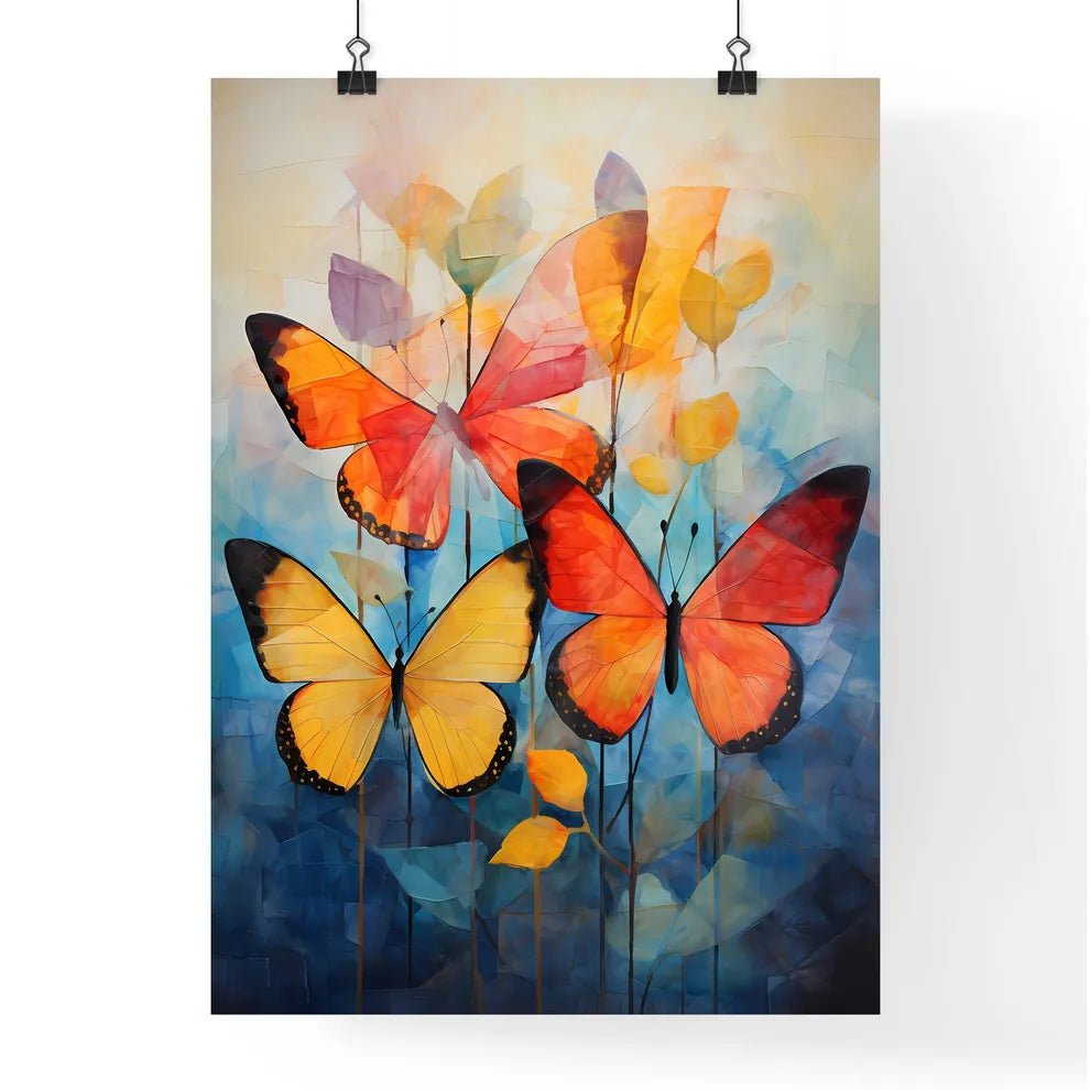 A Group Of Butterflies On Pla Poster