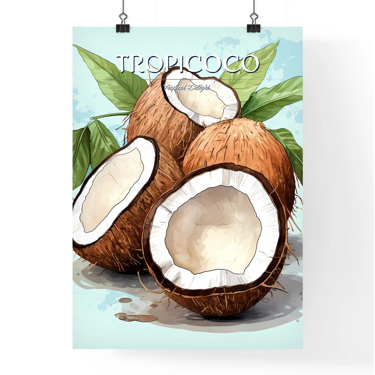 A Group Of Coconuts With Leave Poster