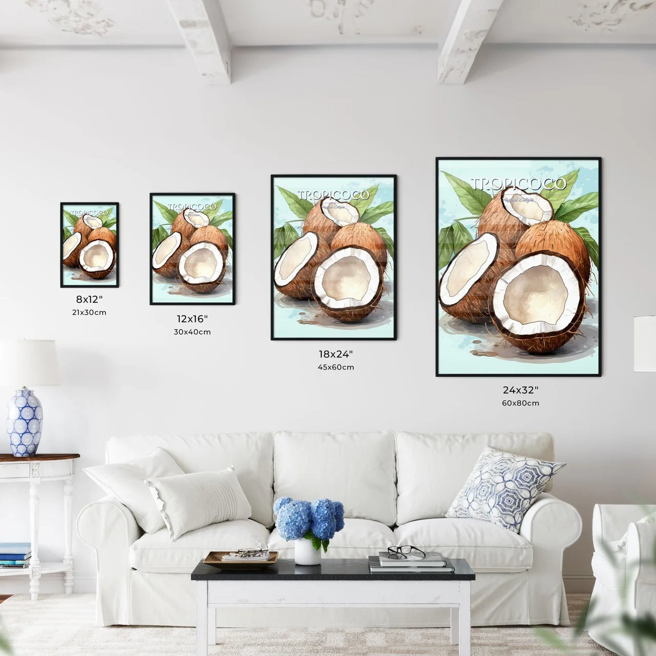 A Group Of Coconuts With Leave - Kitchen Hangings