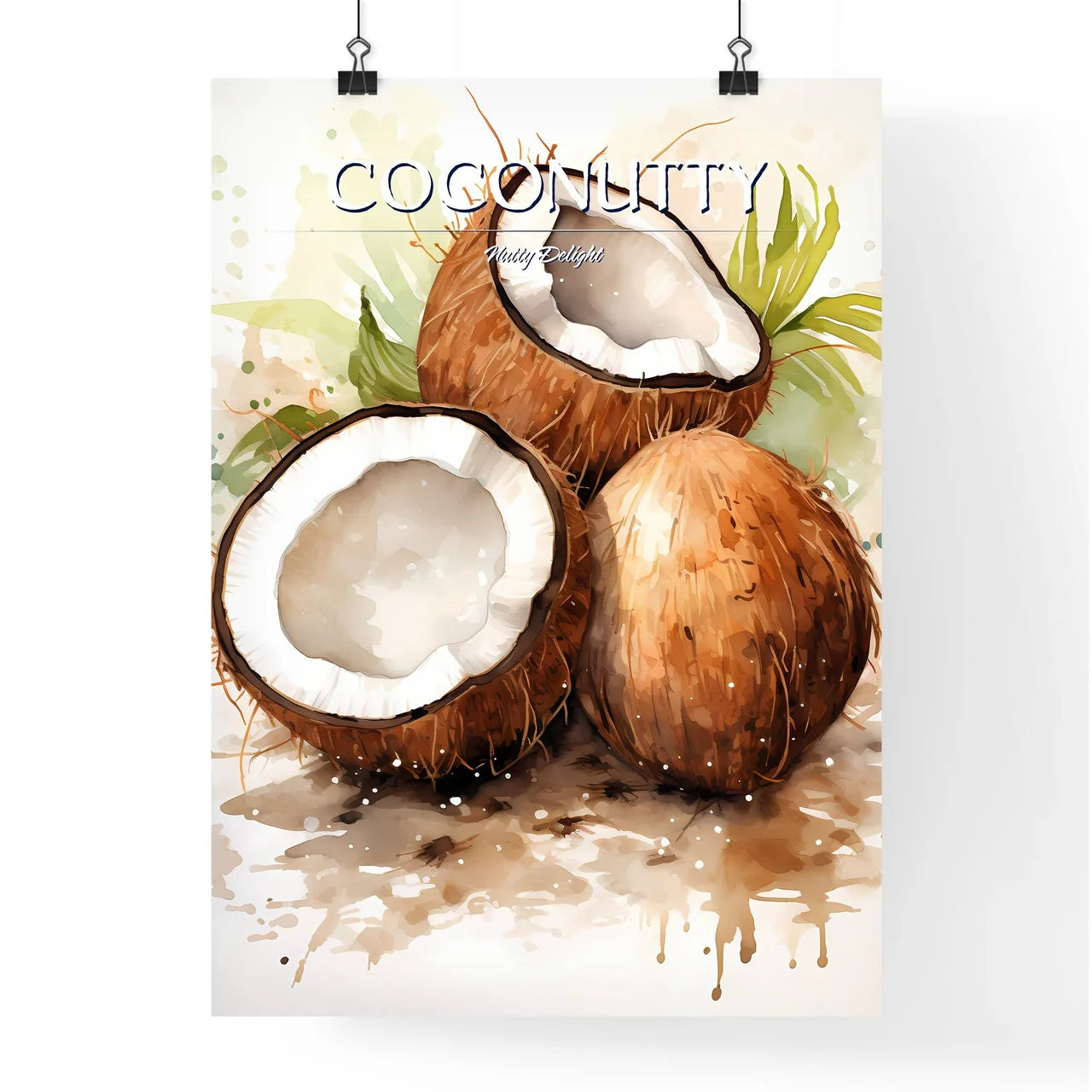 A Group Of Coconuts With Leave Poster