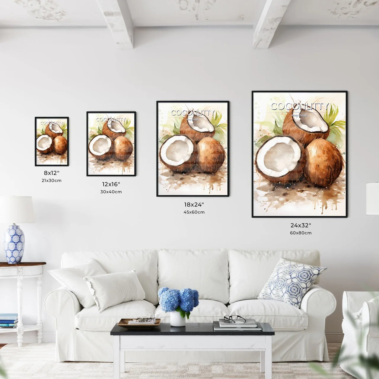 A Group Of Coconuts With Leave - Kitchen Hangings