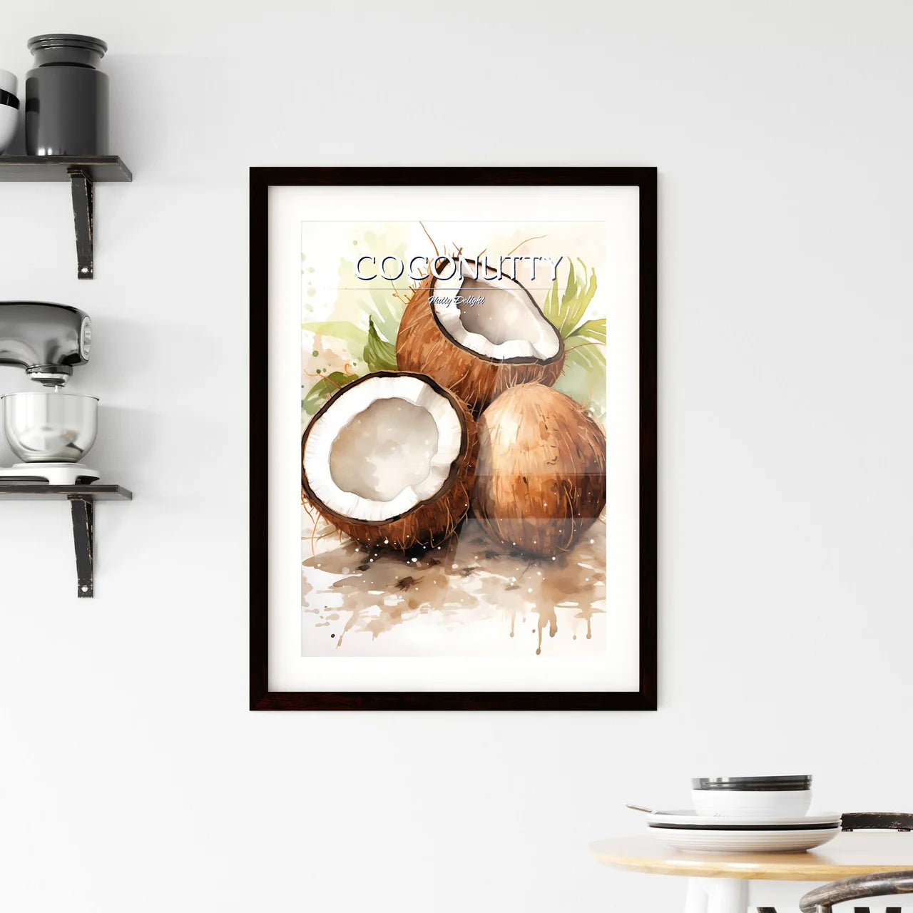 A Group Of Coconuts With Leave Framed Print