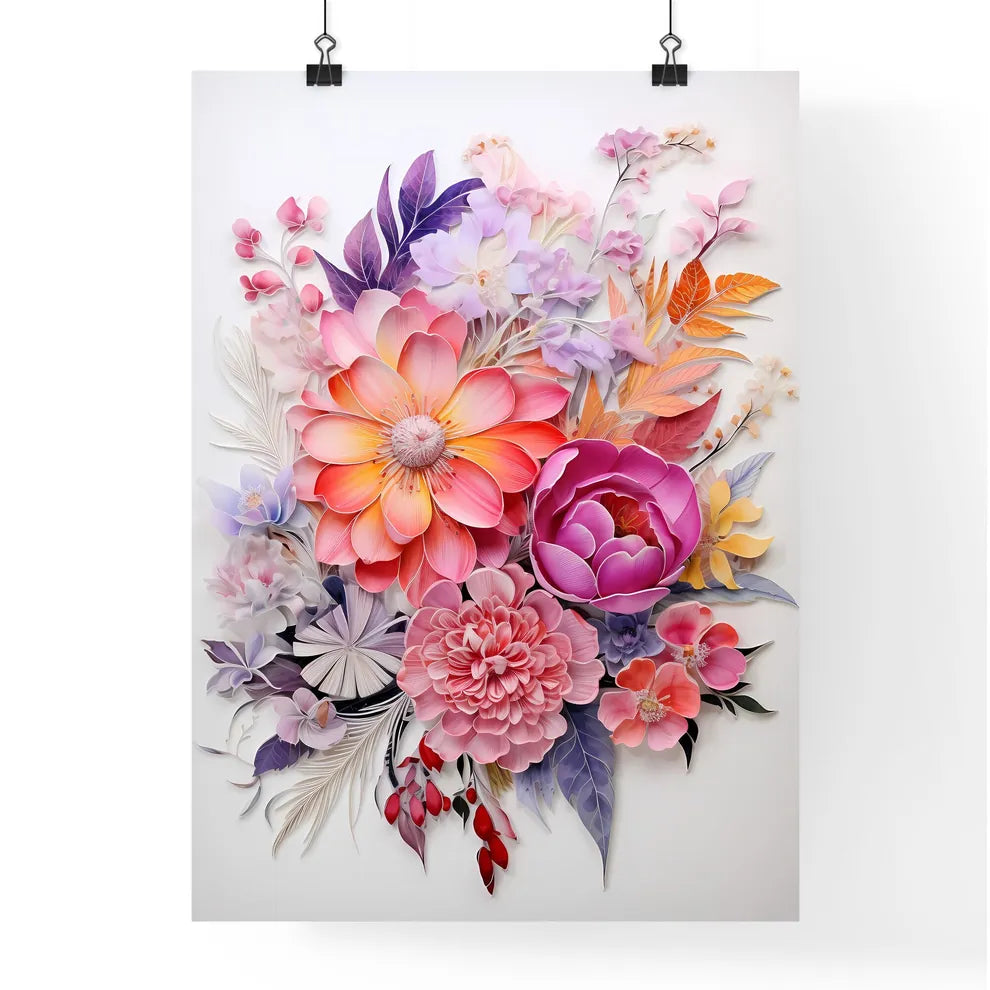 A Group Of Flowers And Leave Poster