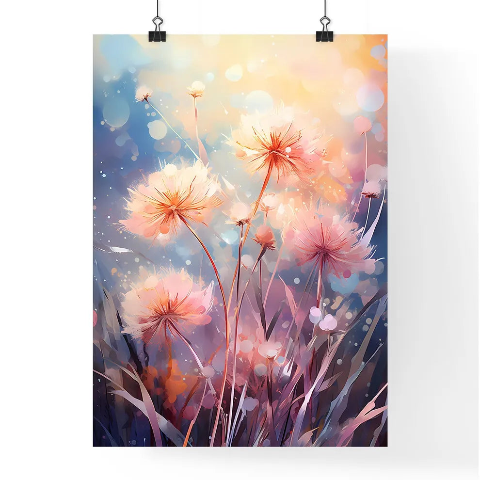 A Group Of Flowers With Blurry Light Poster