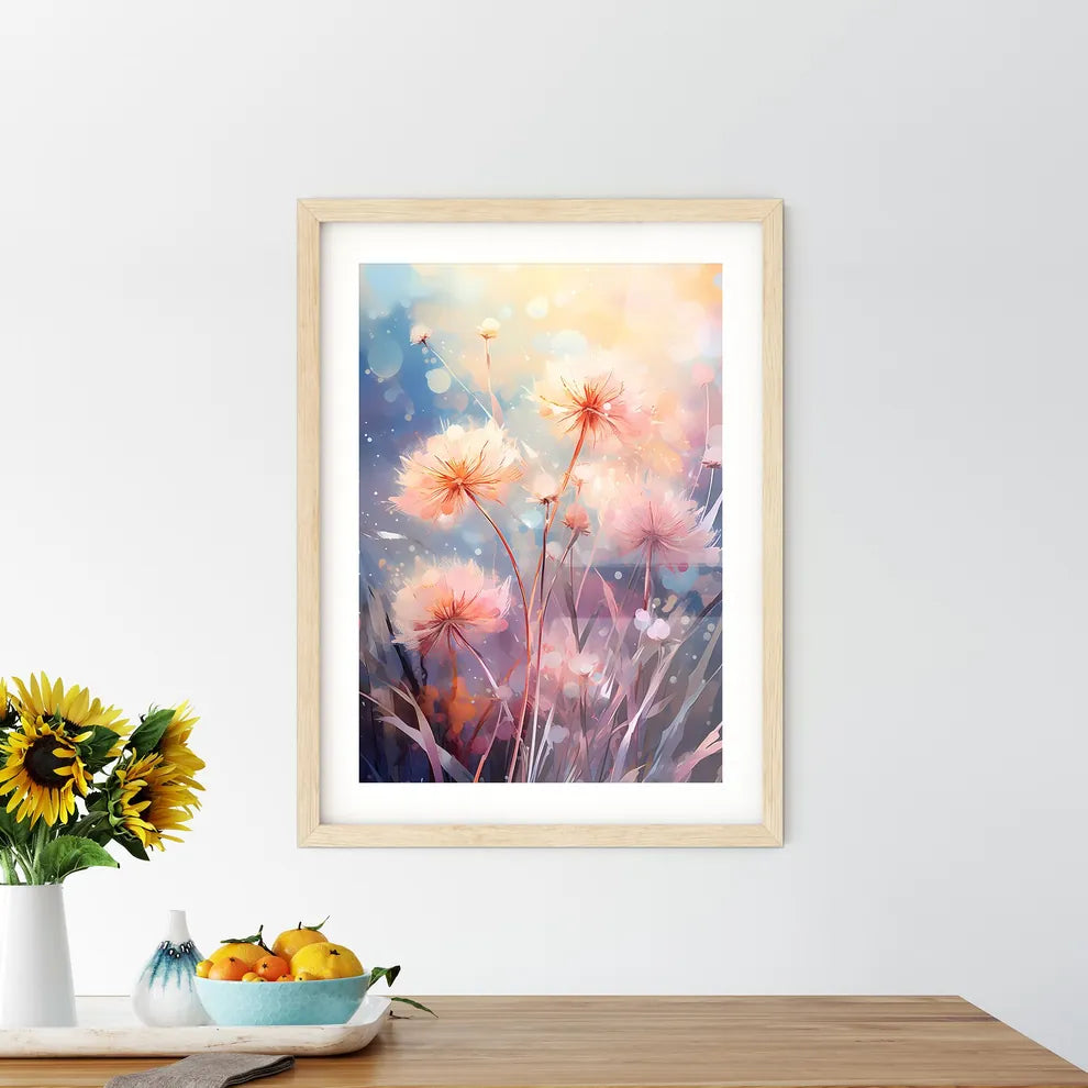 A Group Of Flowers With Blurry Light - Kitchen Hangings