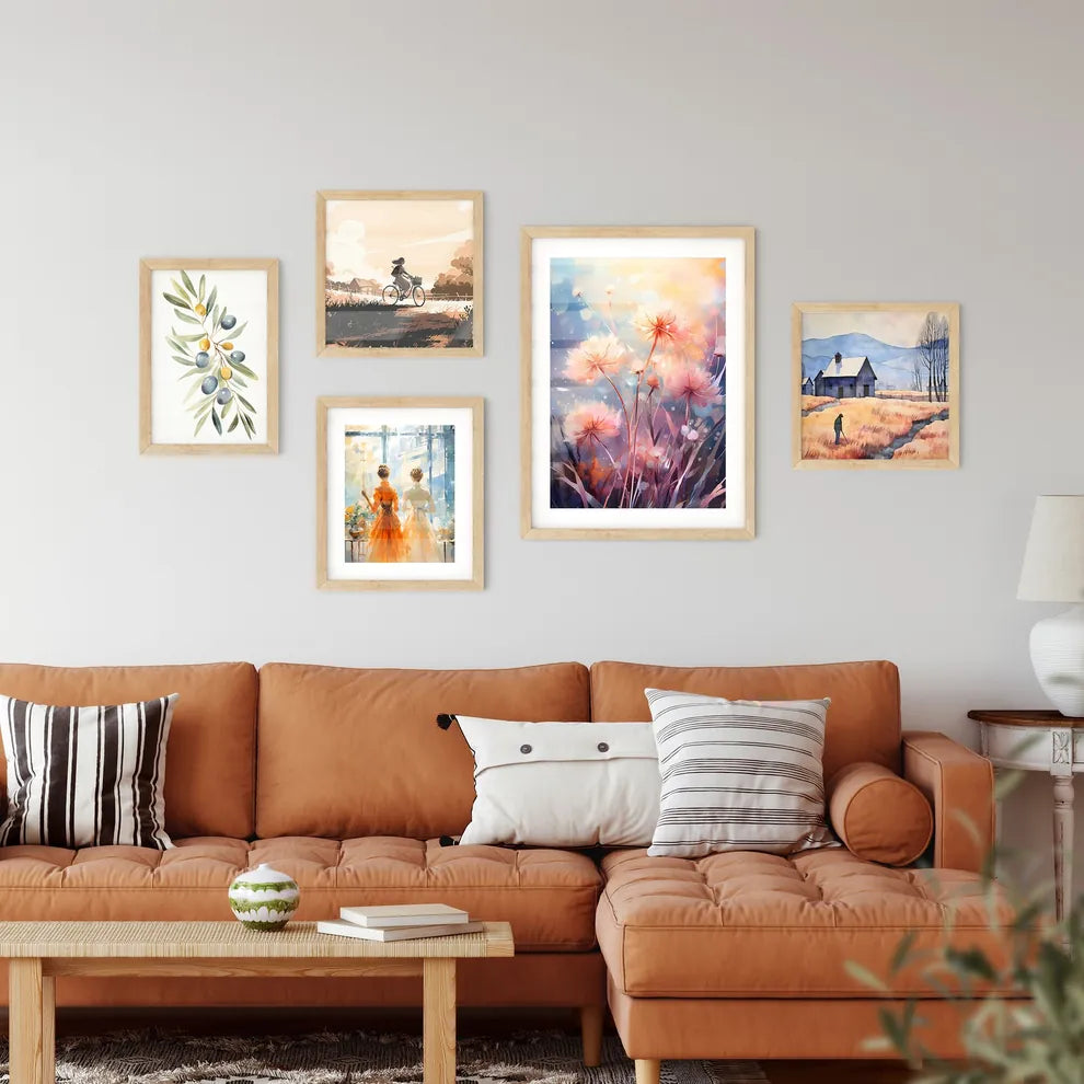 A Group Of Flowers With Blurry Light Framed Print