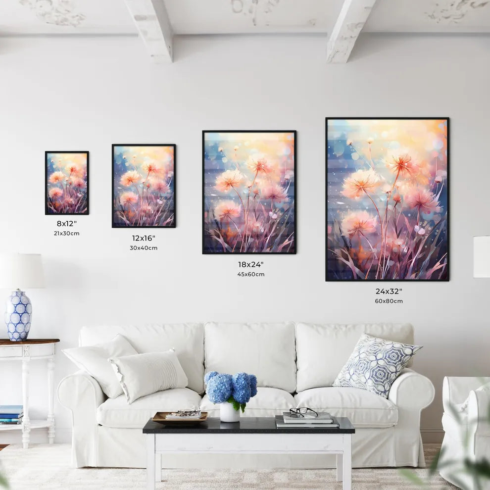 A Group Of Flowers With Blurry Light Wall Art