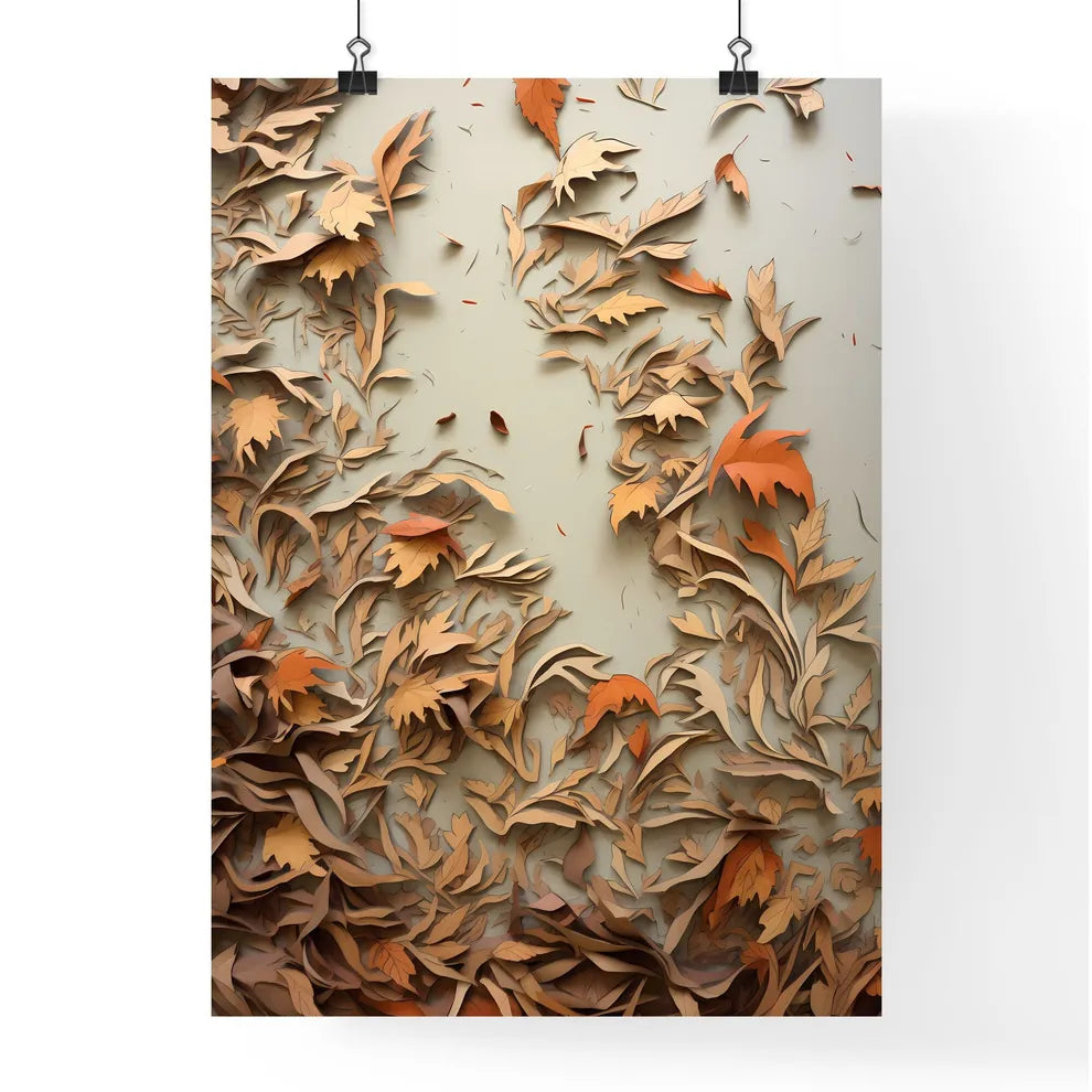 A Group Of Leaves On A White Surfac Poster