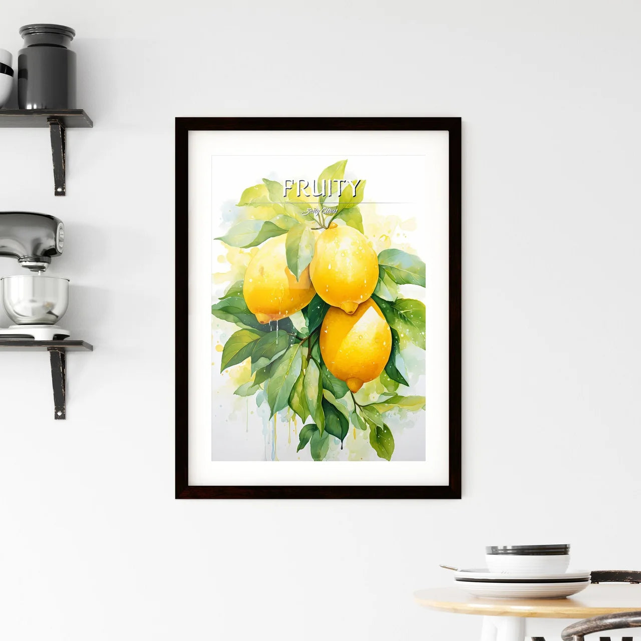 A Group Of Lemons On A Tre Framed Print