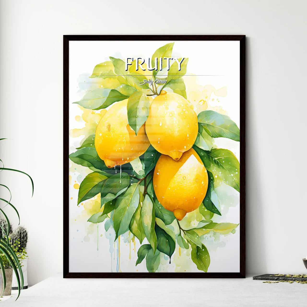 A Group Of Lemons On A Tre - Framed Art Print