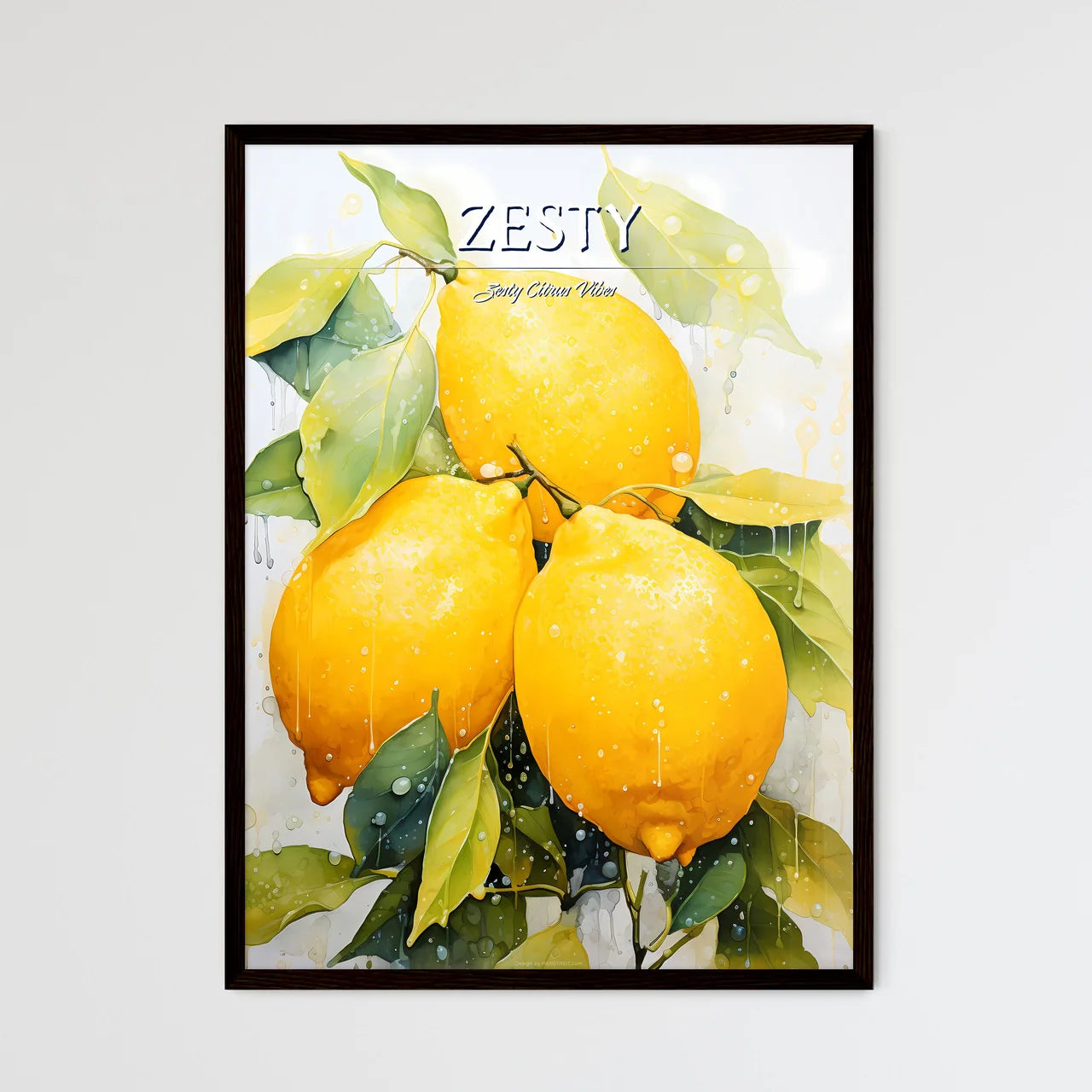 A Group Of Lemons With Leave - Framed Art Print