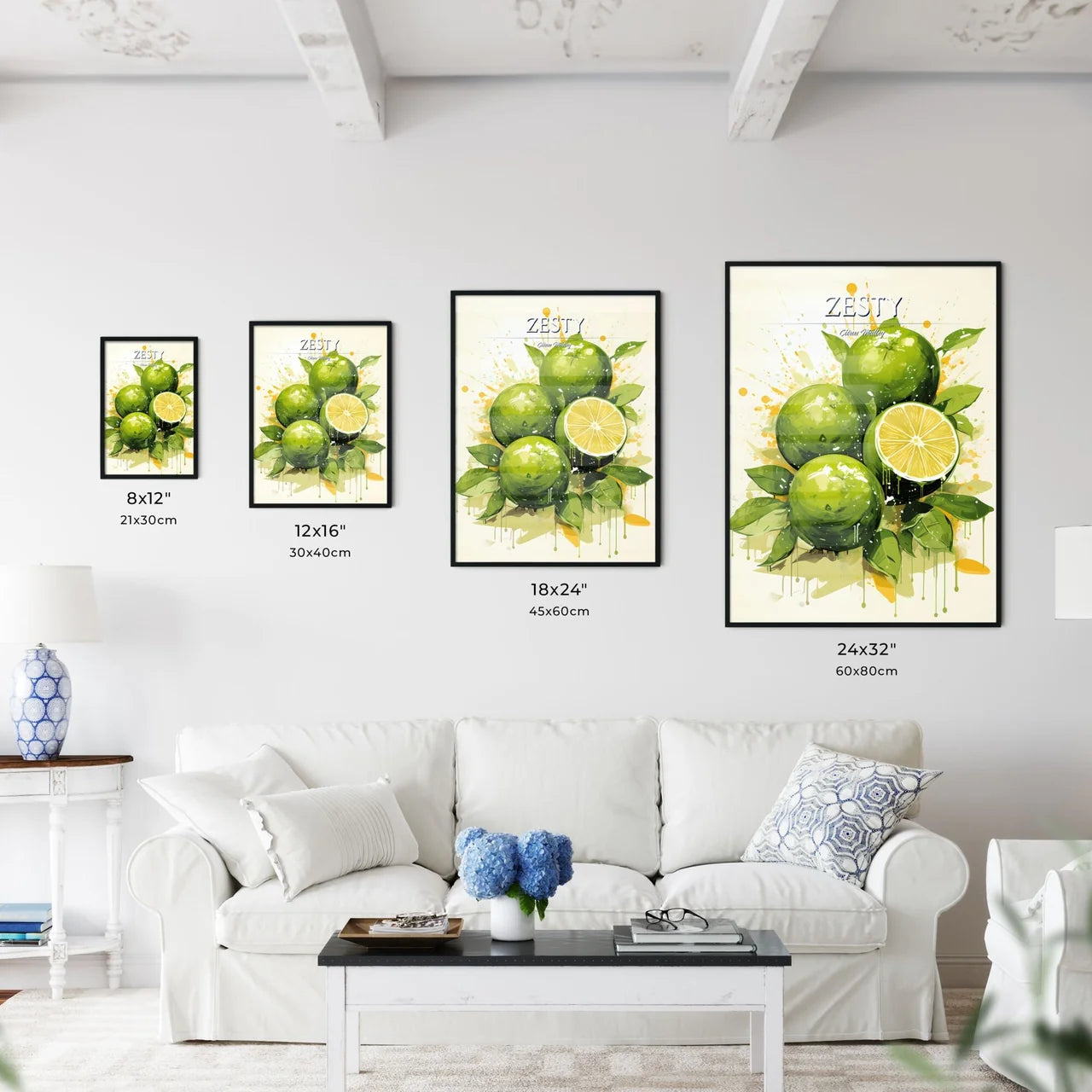 A Group Of Limes With A Cut Lemo - Kitchen Hangings