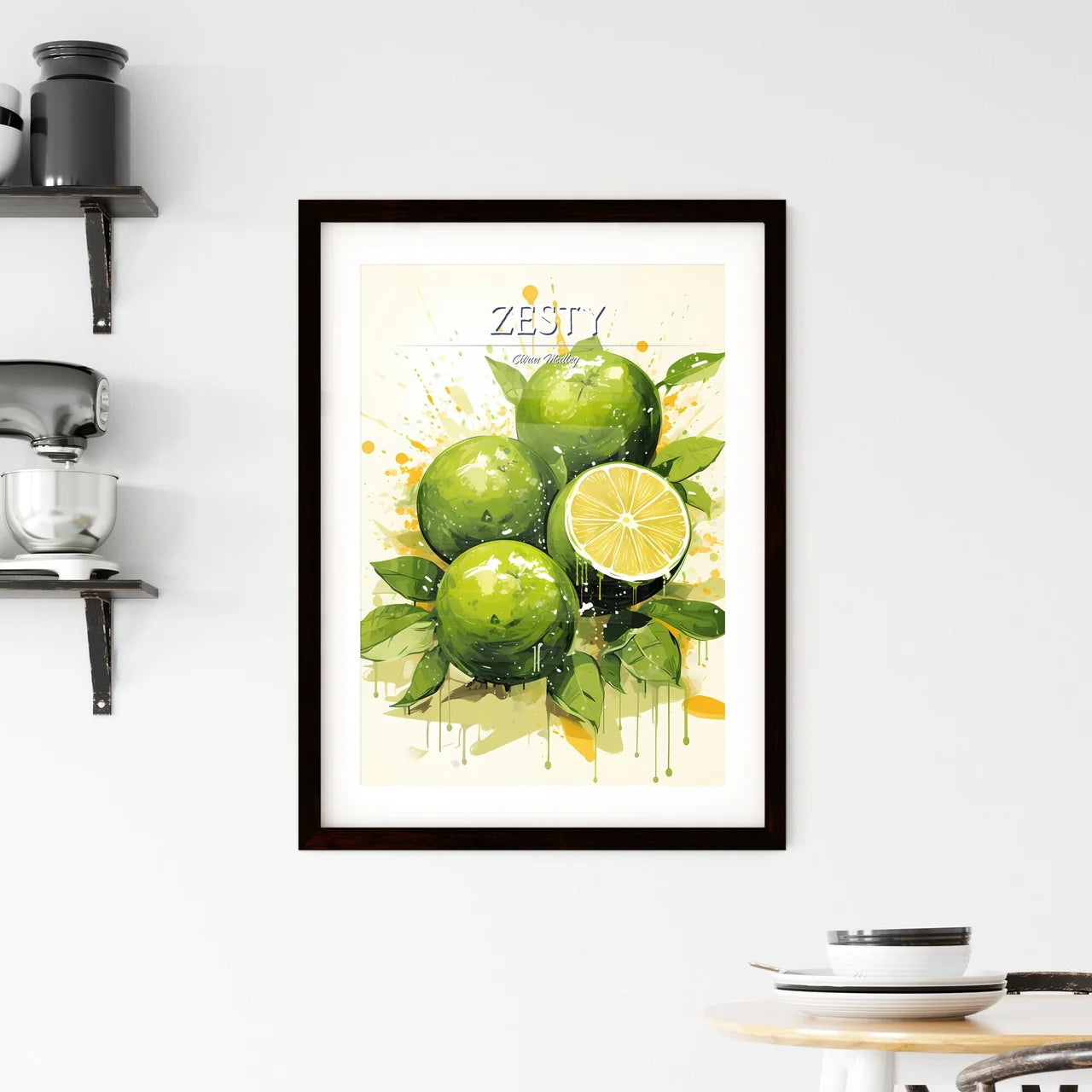 A Group Of Limes With A Cut Lemo Framed Print