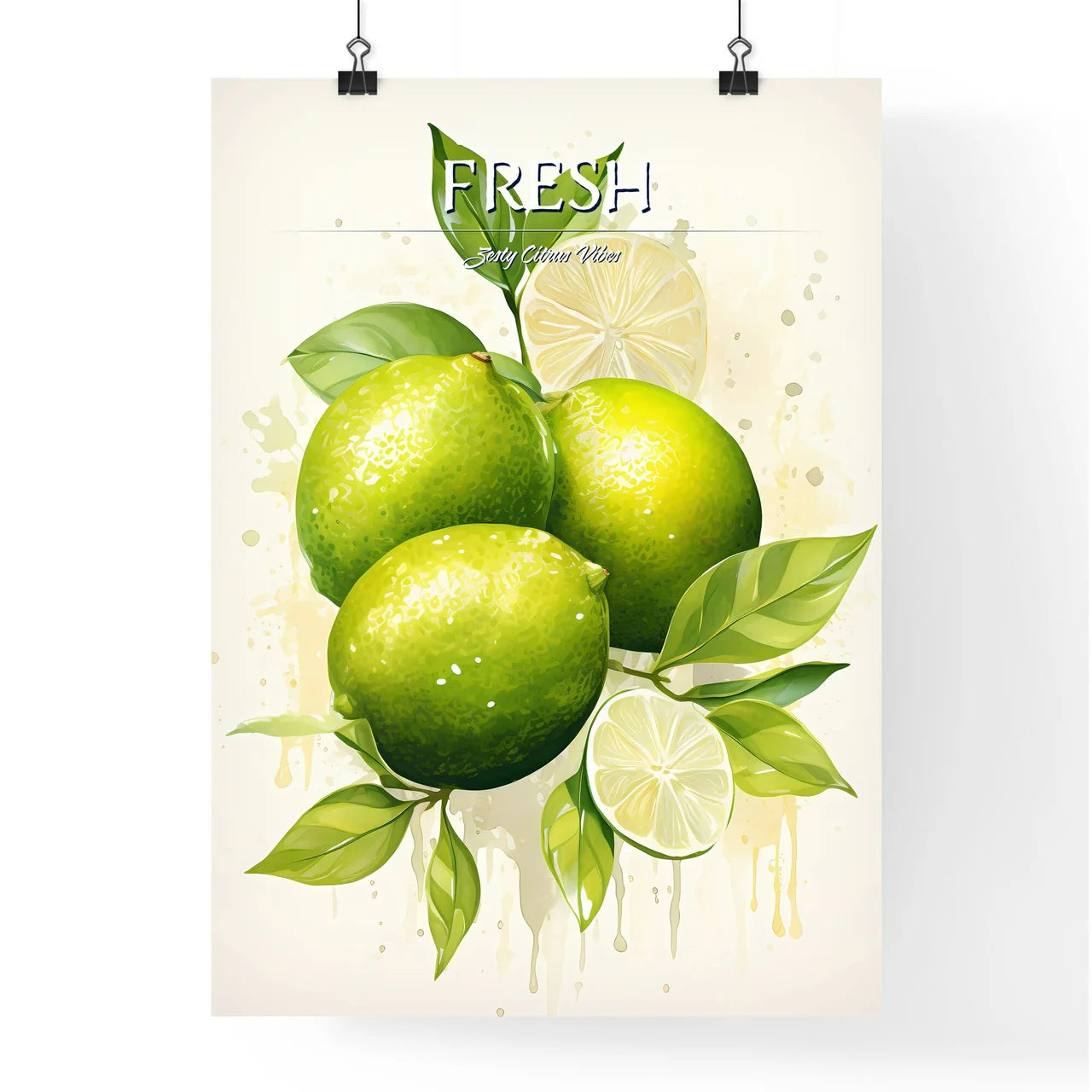 A Group Of Limes With Slices Of Lemons And L Poster
