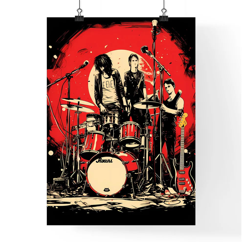A Group Of Men Playing Drums And A Guita Poster