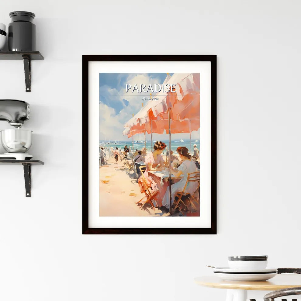 A Group Of People Sitting At A Table Under A Framed Print