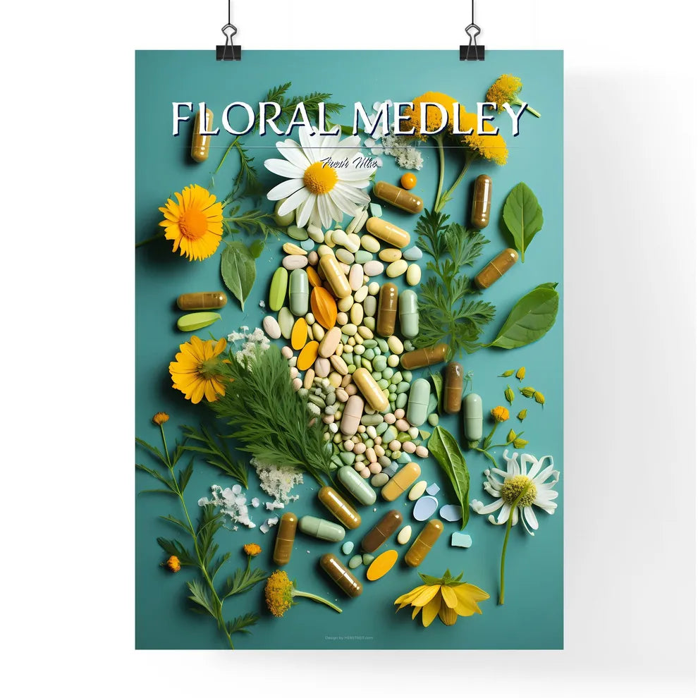 A Group Of Pills And Flower Poster