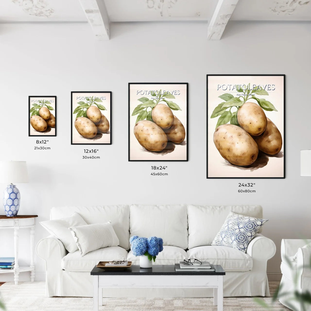 A Group Of Potatoes With Leave - Kitchen Hangings