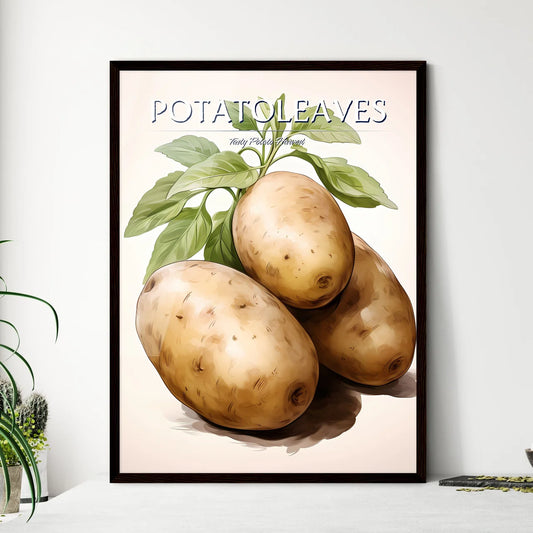 A Group Of Potatoes With Leave - Framed Art Print