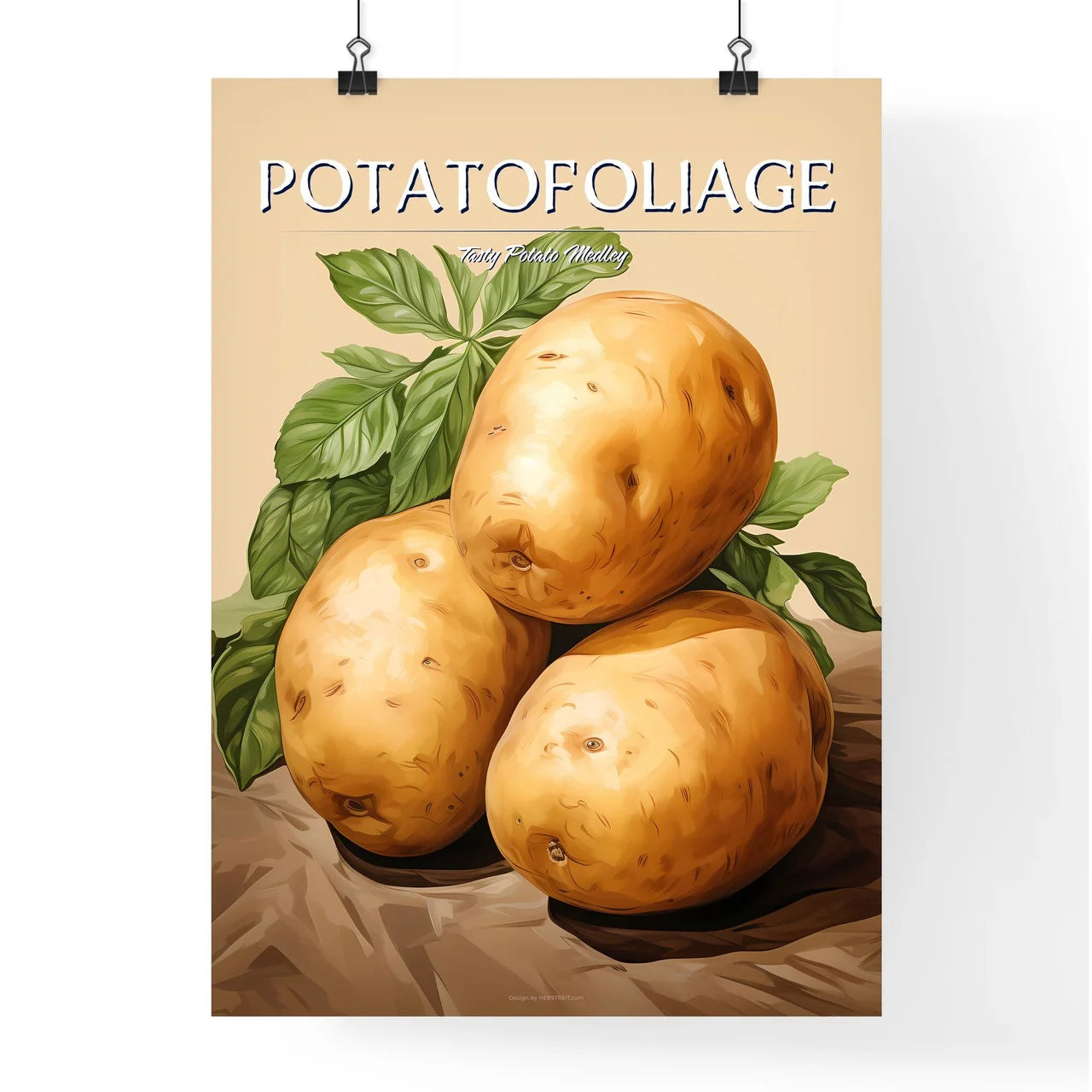 A Group Of Potatoes With Leave Poster