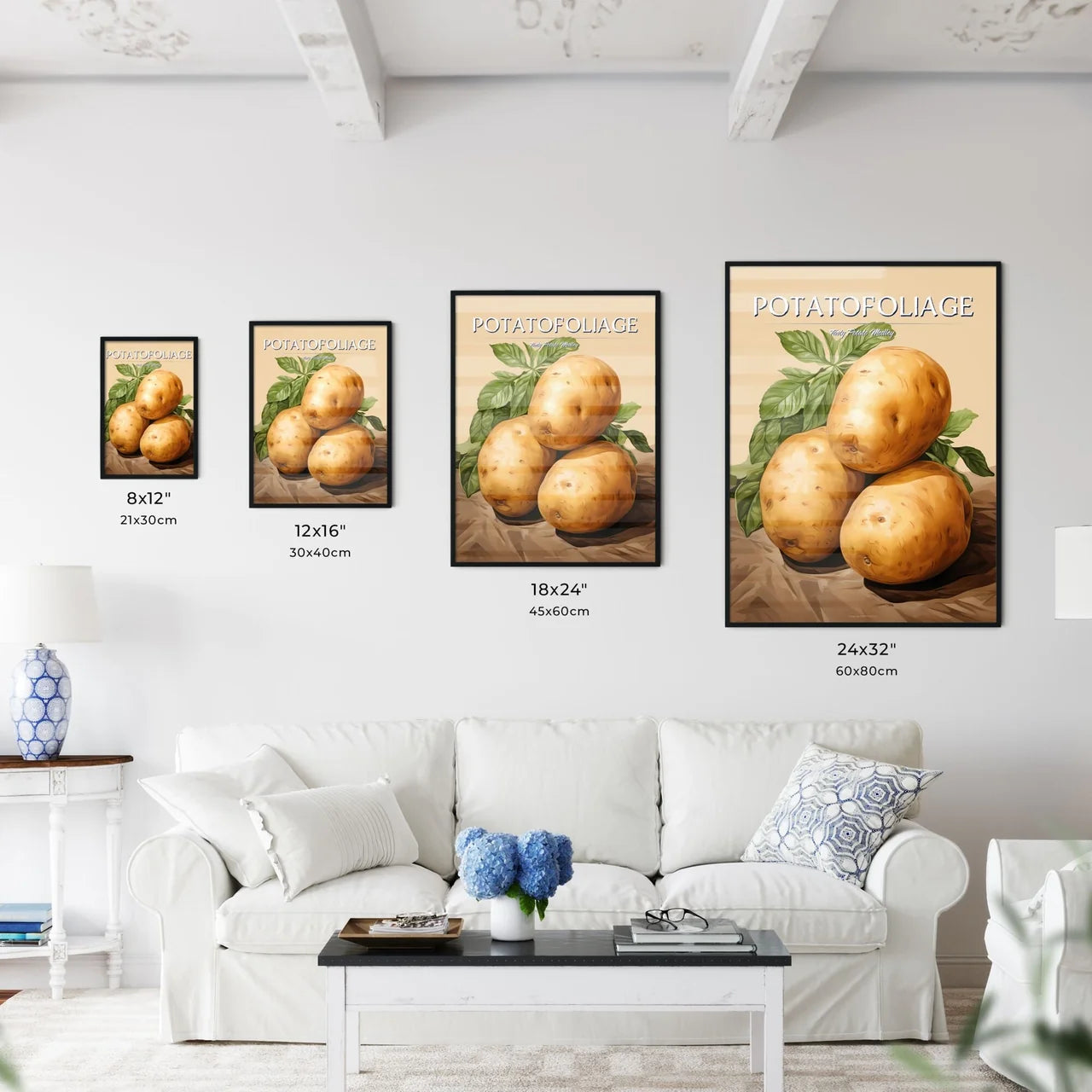 A Group Of Potatoes With Leave - Kitchen Hangings
