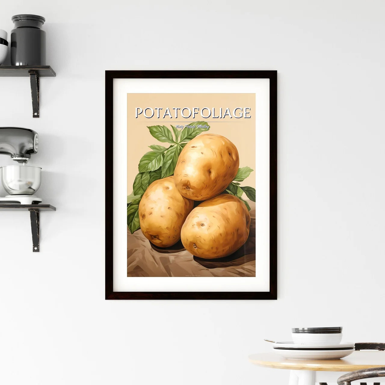 A Group Of Potatoes With Leave Framed Print