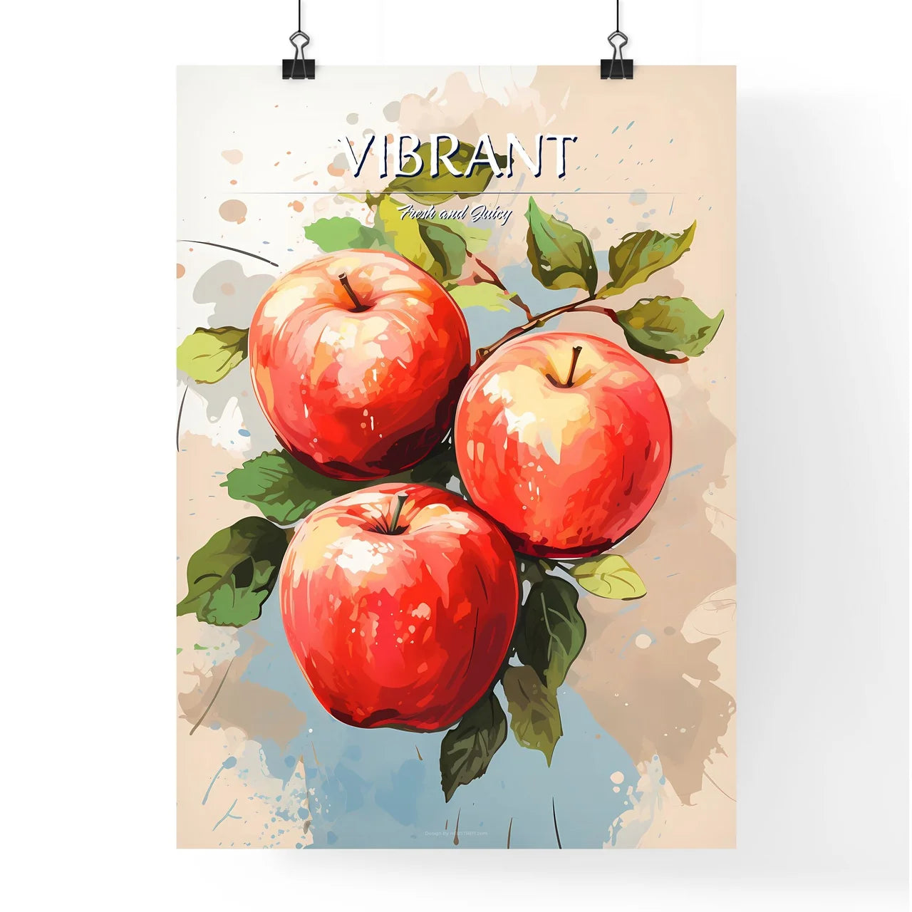 A Group Of Red Apples With Green Leave Poster