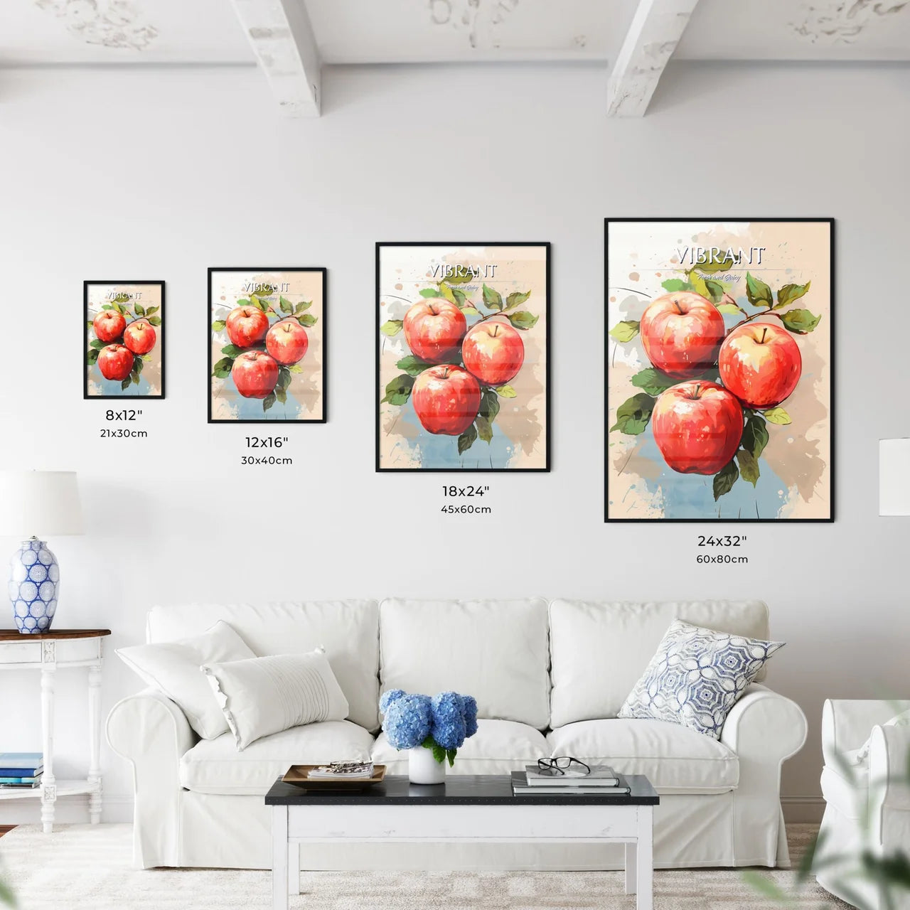 A Group Of Red Apples With Green Leave - Kitchen Hangings