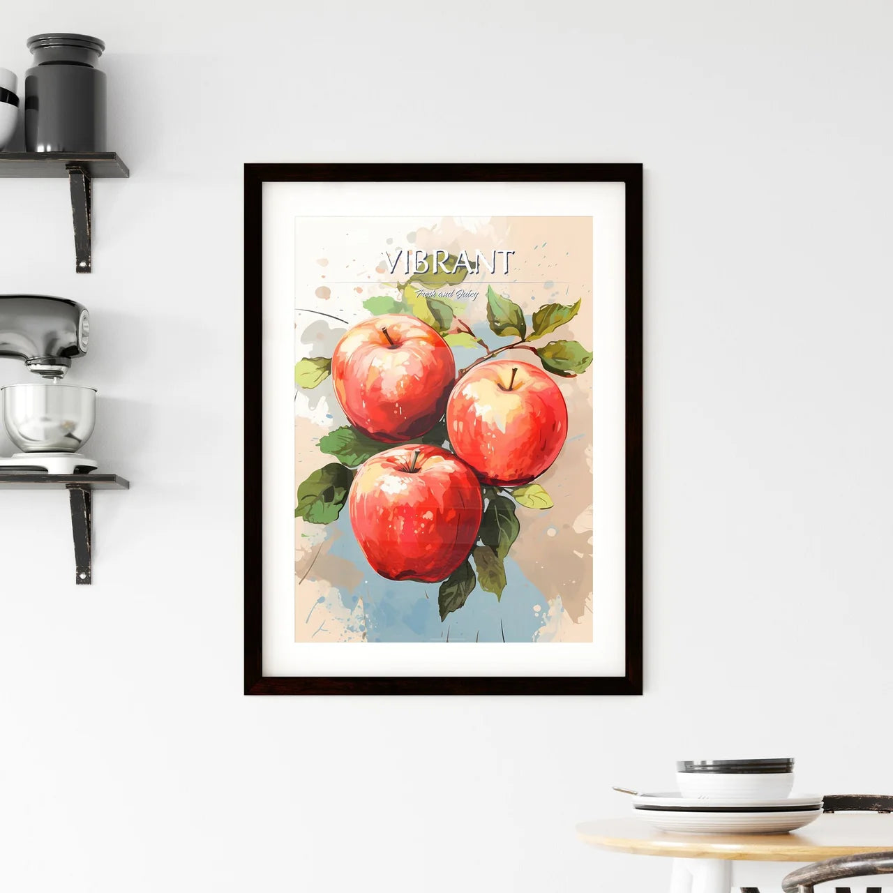 A Group Of Red Apples With Green Leave Framed Print