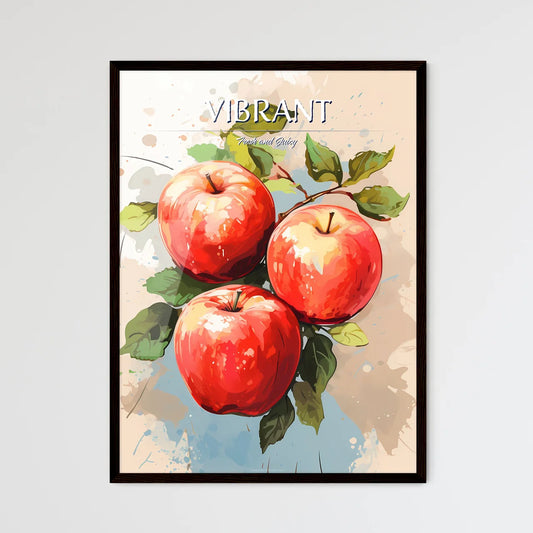 A Group Of Red Apples With Green Leave - Framed Art Print