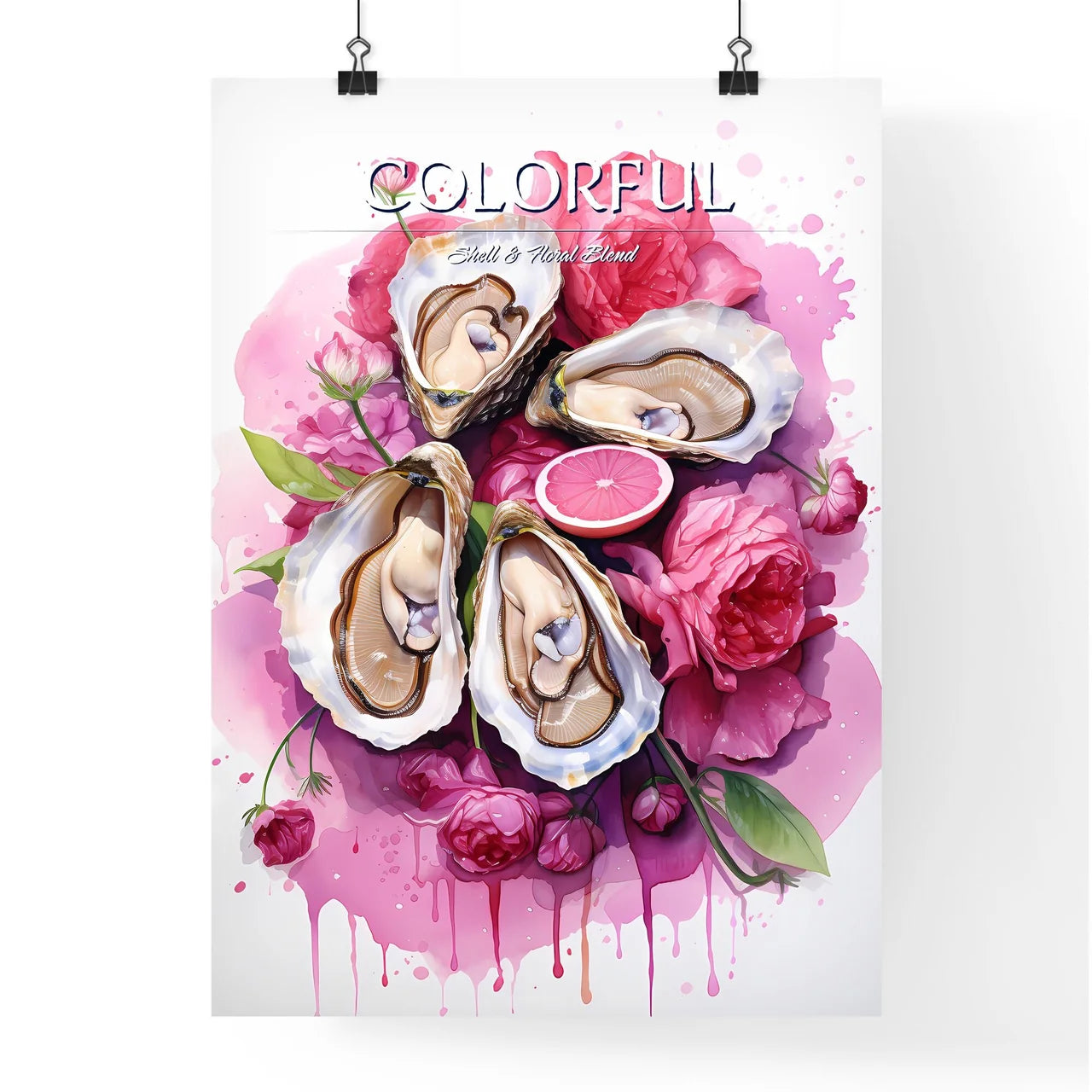 A Group Of Shells And Flowers Poster