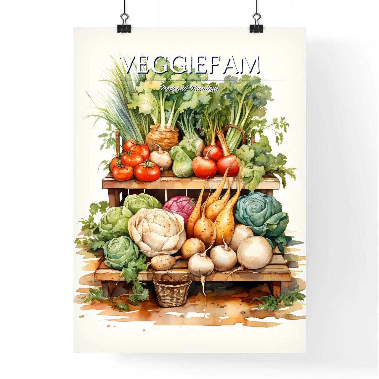 A Group Of Vegetables On A Benc Poster