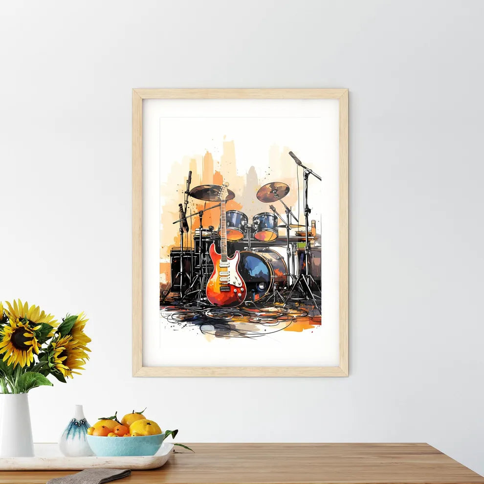 A Guitar And Drums On A Stag - Kitchen Hangings