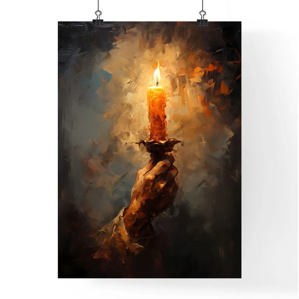 A Hand Holding A Lit Candl Poster