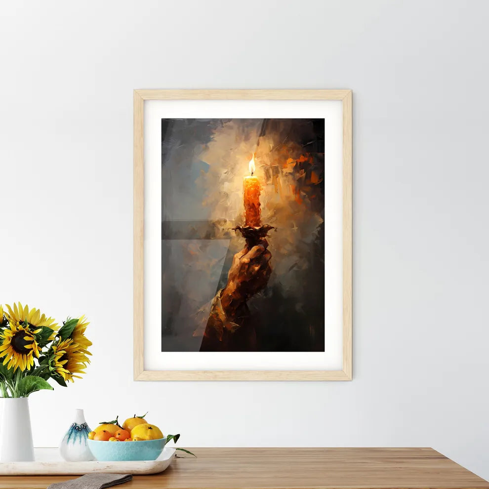 A Hand Holding A Lit Candl - Kitchen Hangings