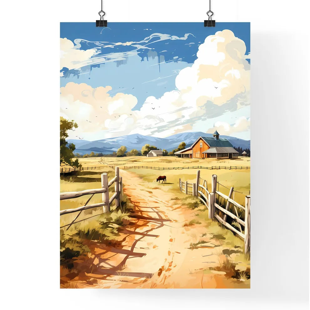 A Horse Walking On A Dirt Roa Poster