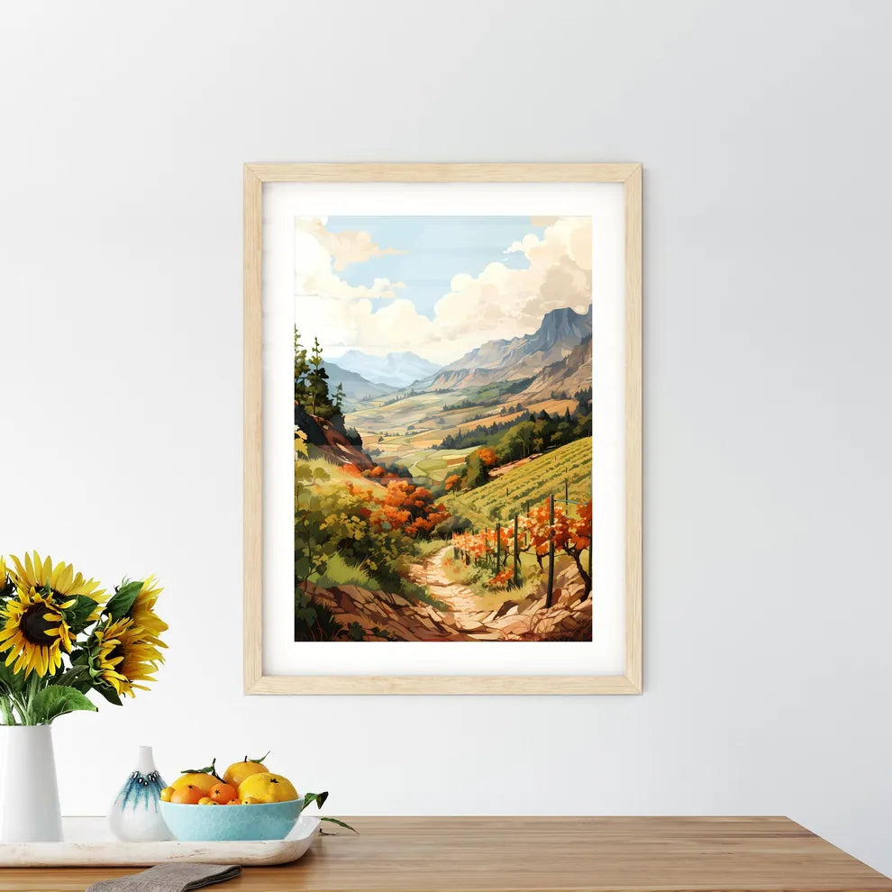A Landscape Of A Valley With Trees And Mount - Kitchen Hangings
