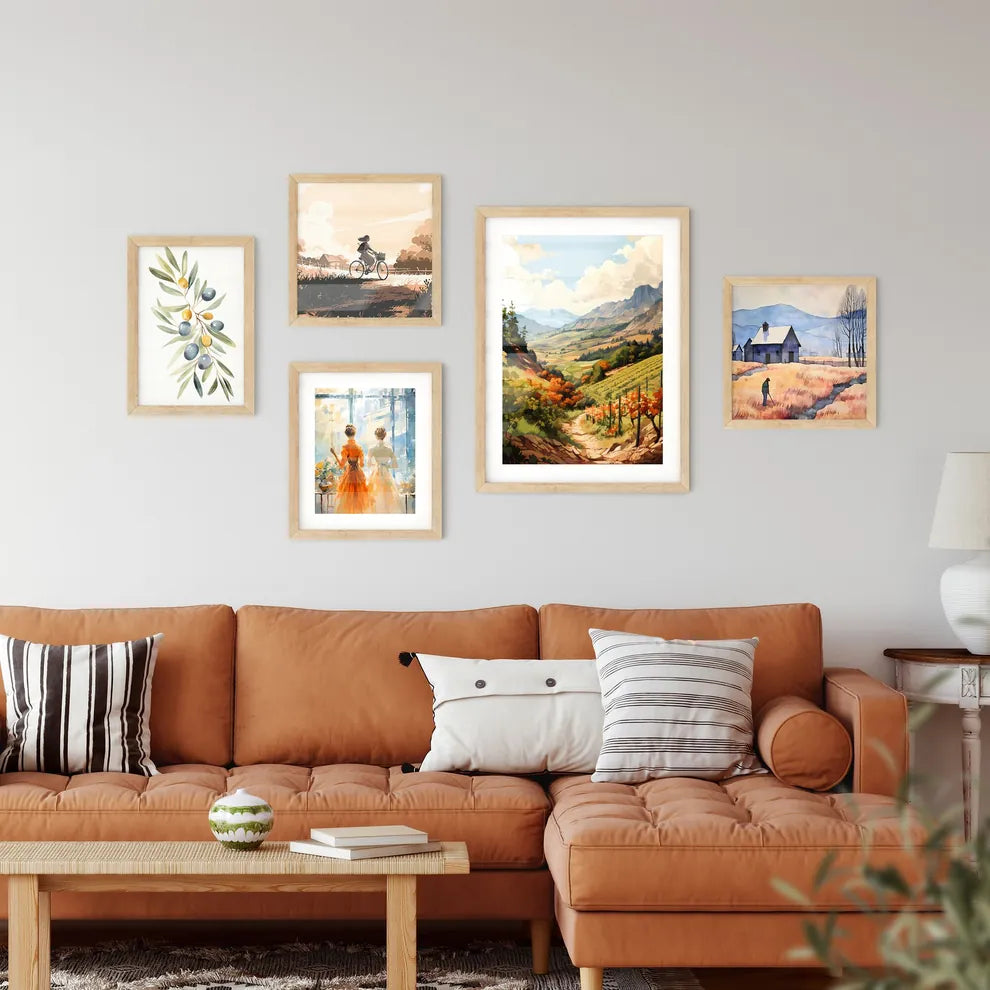 A Landscape Of A Valley With Trees And Mount Framed Print