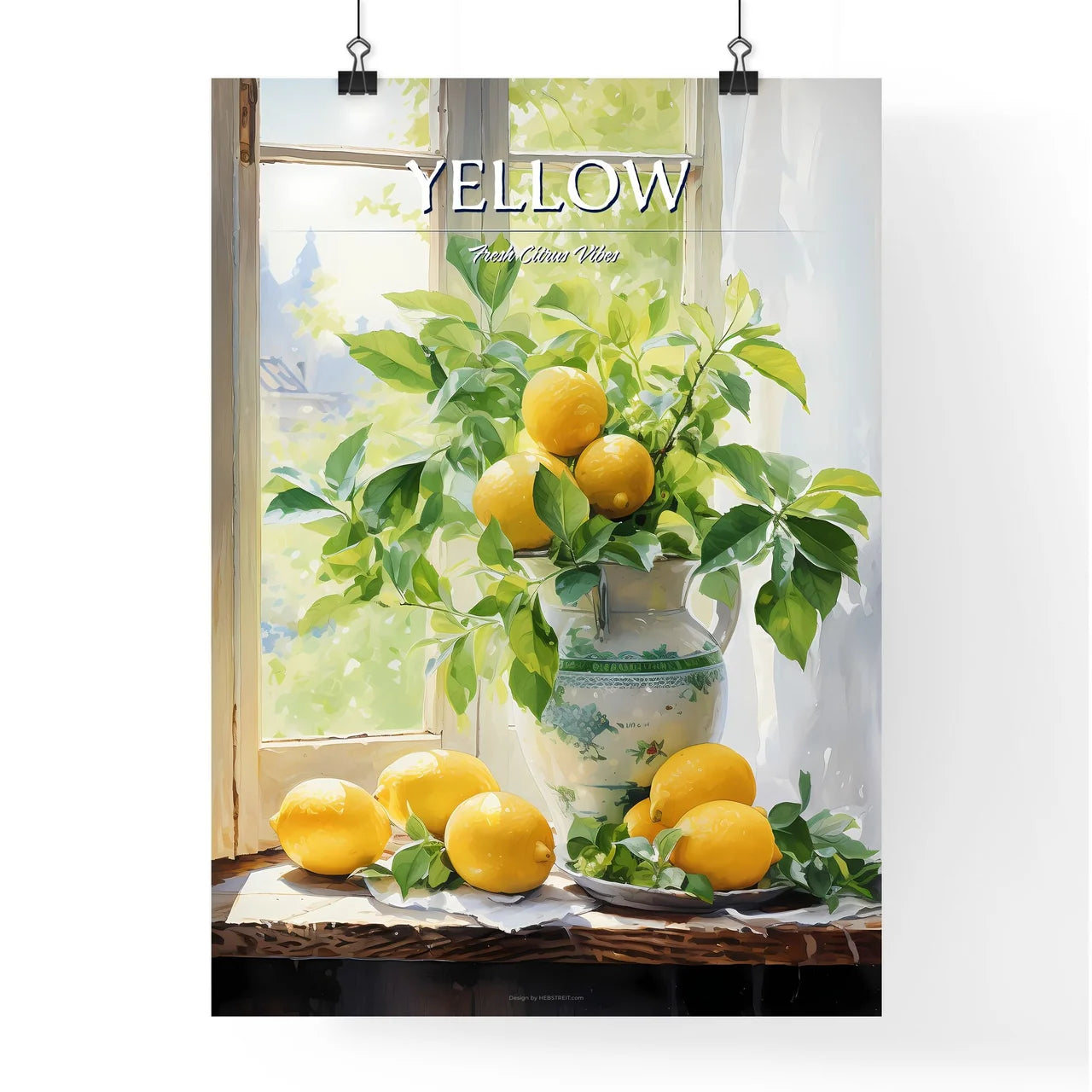 A Lemons In A Vase By A Windo Poster