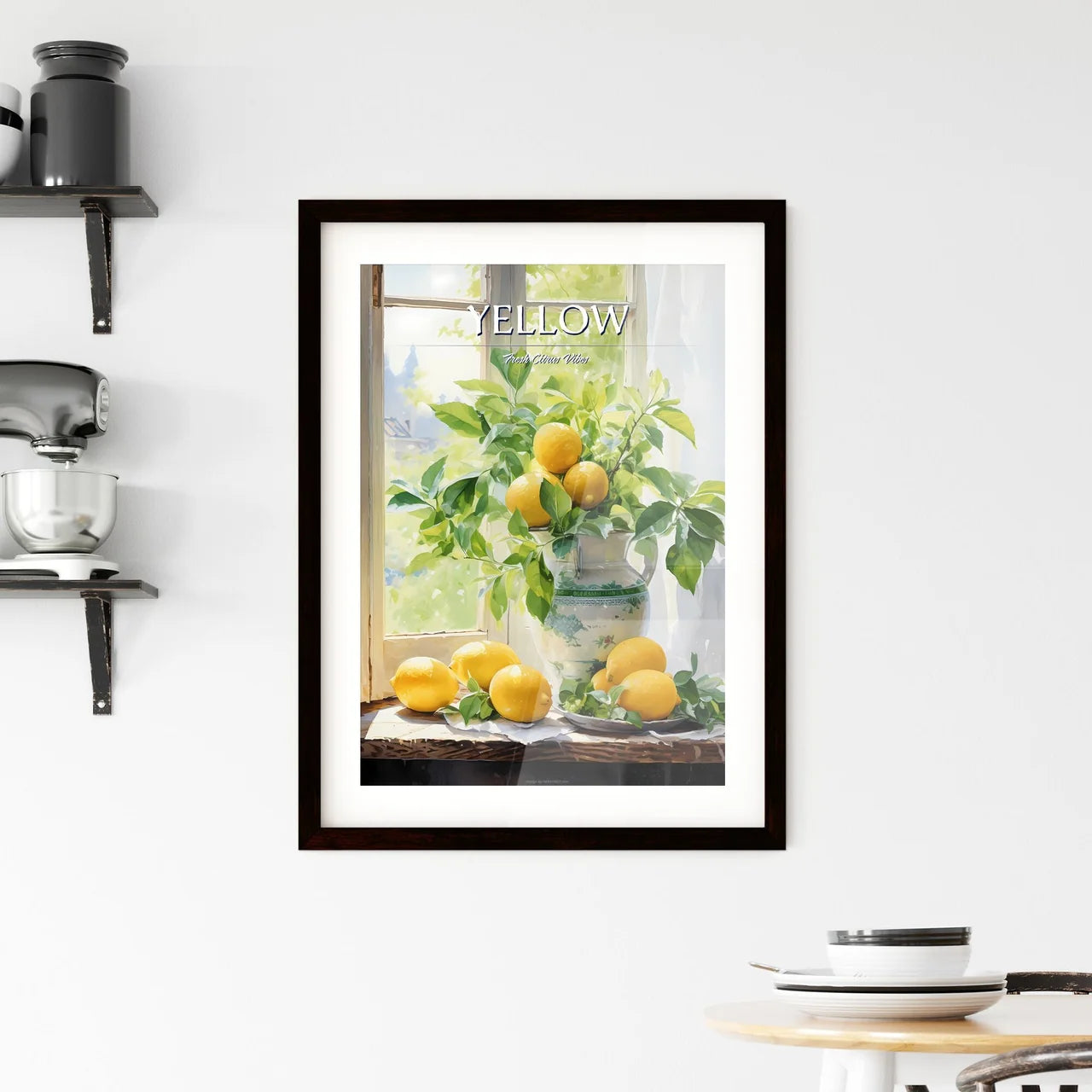 A Lemons In A Vase By A Windo Framed Print
