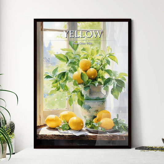 A Lemons In A Vase By A Windo - Framed Art Print