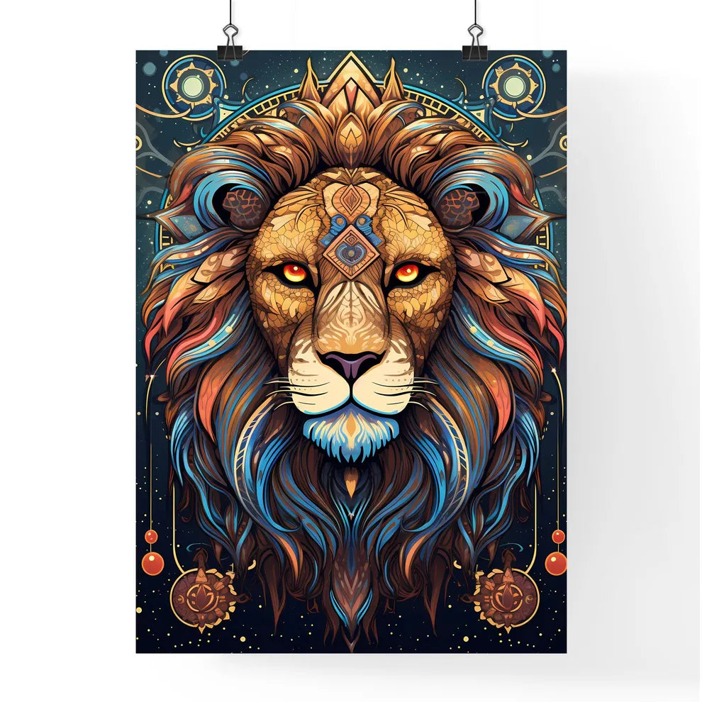 A Lion With Colorful Mane Poster