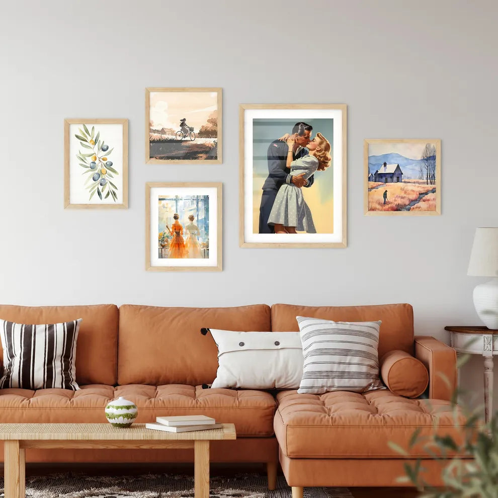 A Man And Woman Kissin Framed Print