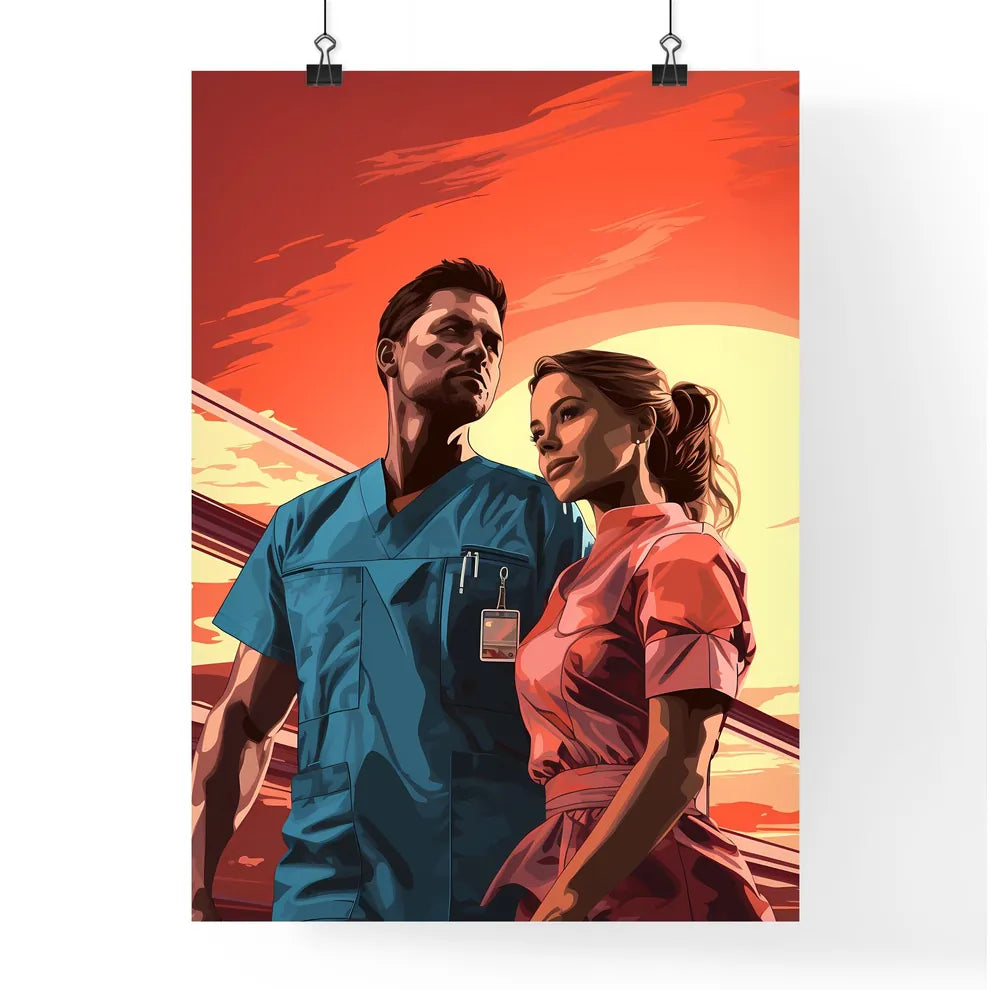 A Man And Woman Standing Togethe Poster